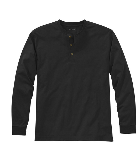LL Bean Men's Carefree Unshrinkable Tee, Traditional Fit, Long-Sleeve Henley