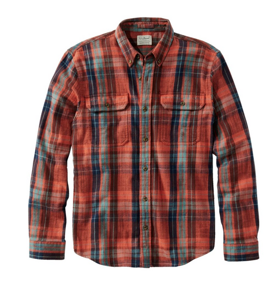 LL Bean Men's 1912 Field Flannel Shirt, Slightly Fitted Untucked Fit, Plaid