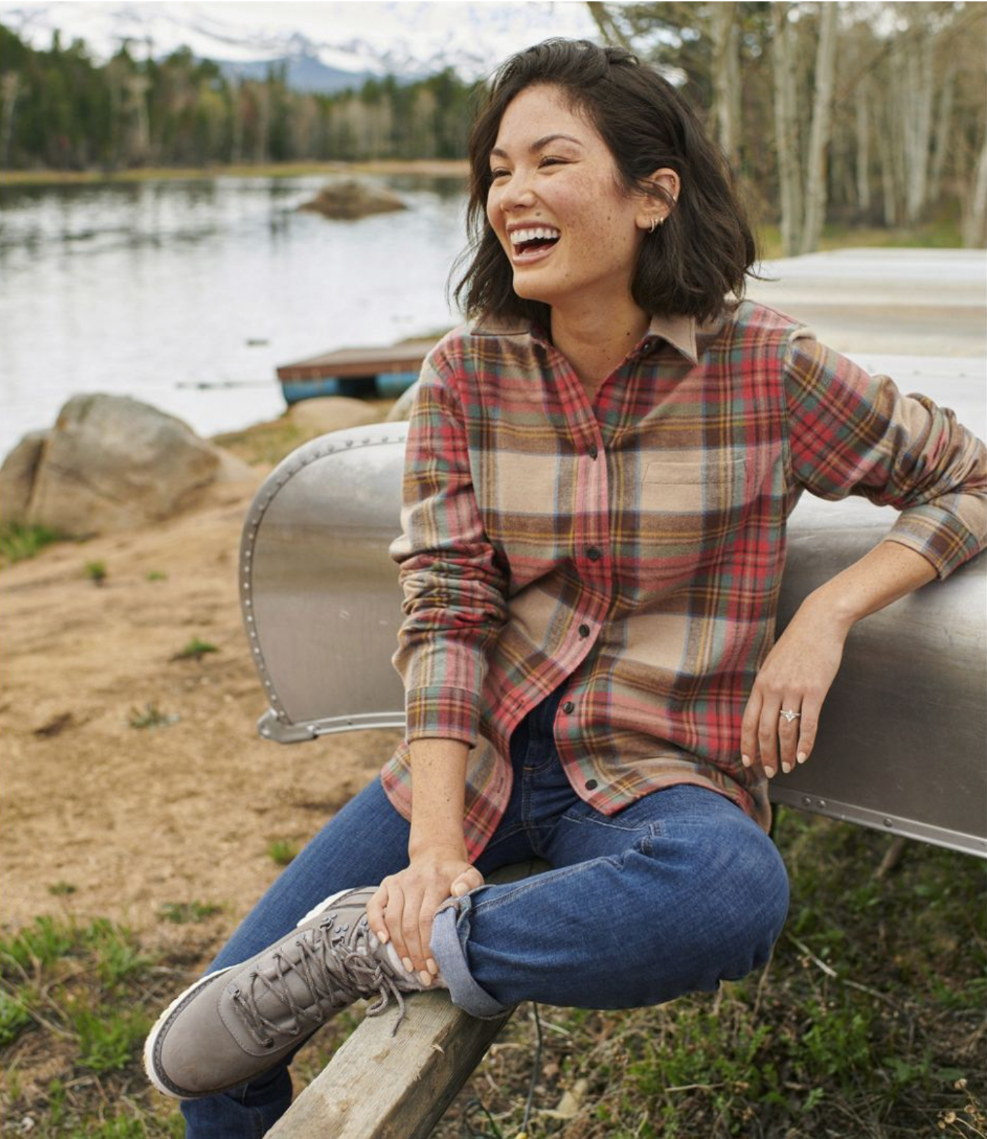 LL Bean Women's Scotch Plaid Flannel Shirt, Relaxed