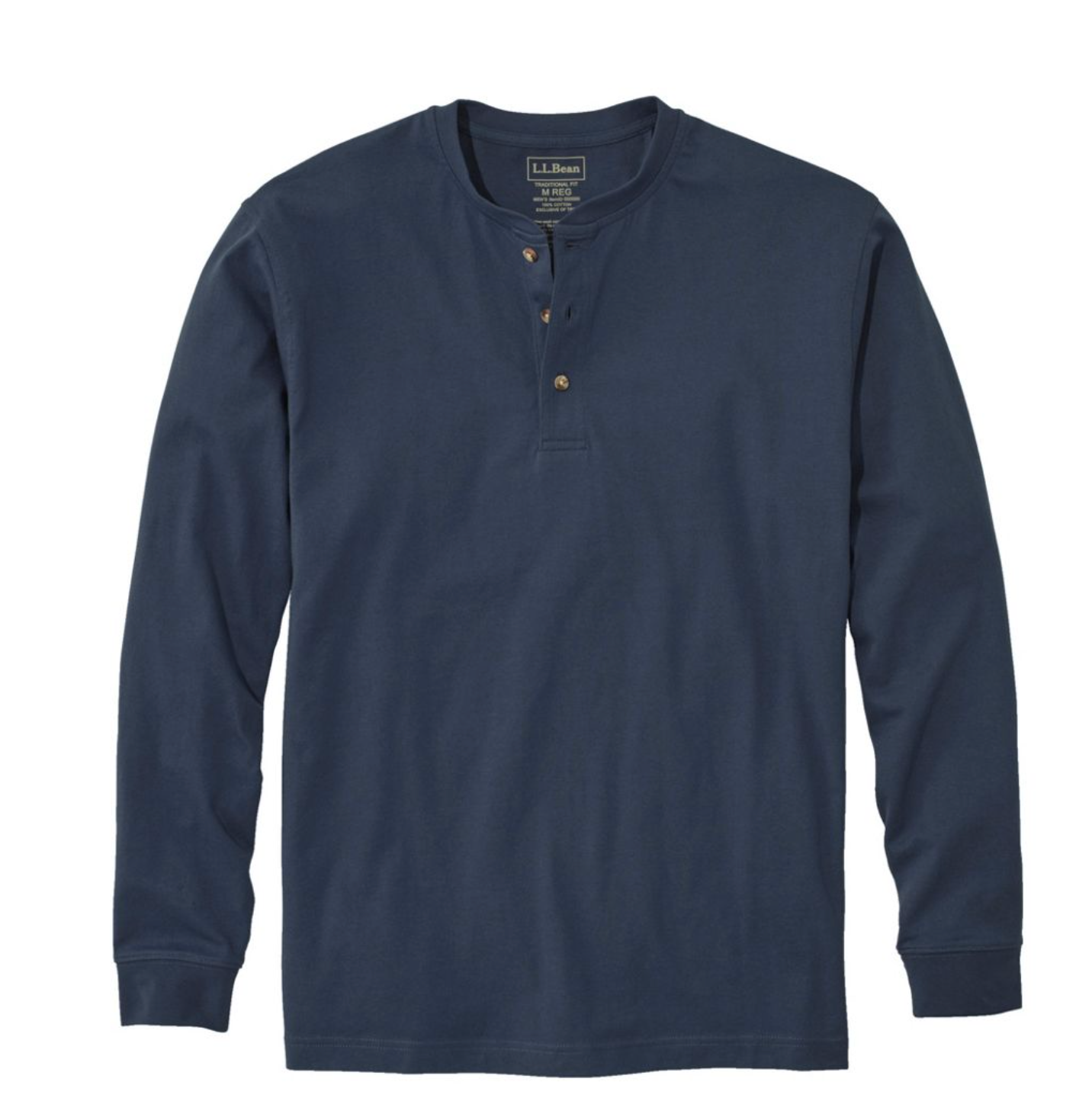 LL Bean Men's Carefree Unshrinkable Tee, Traditional Fit, Long-Sleeve Henley