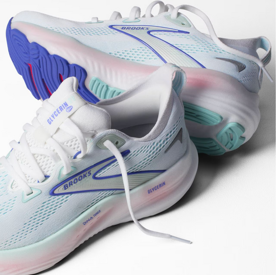 Brooks Ladies Glycerin GTS 22 White/Limpet Shell/Amparo Blue