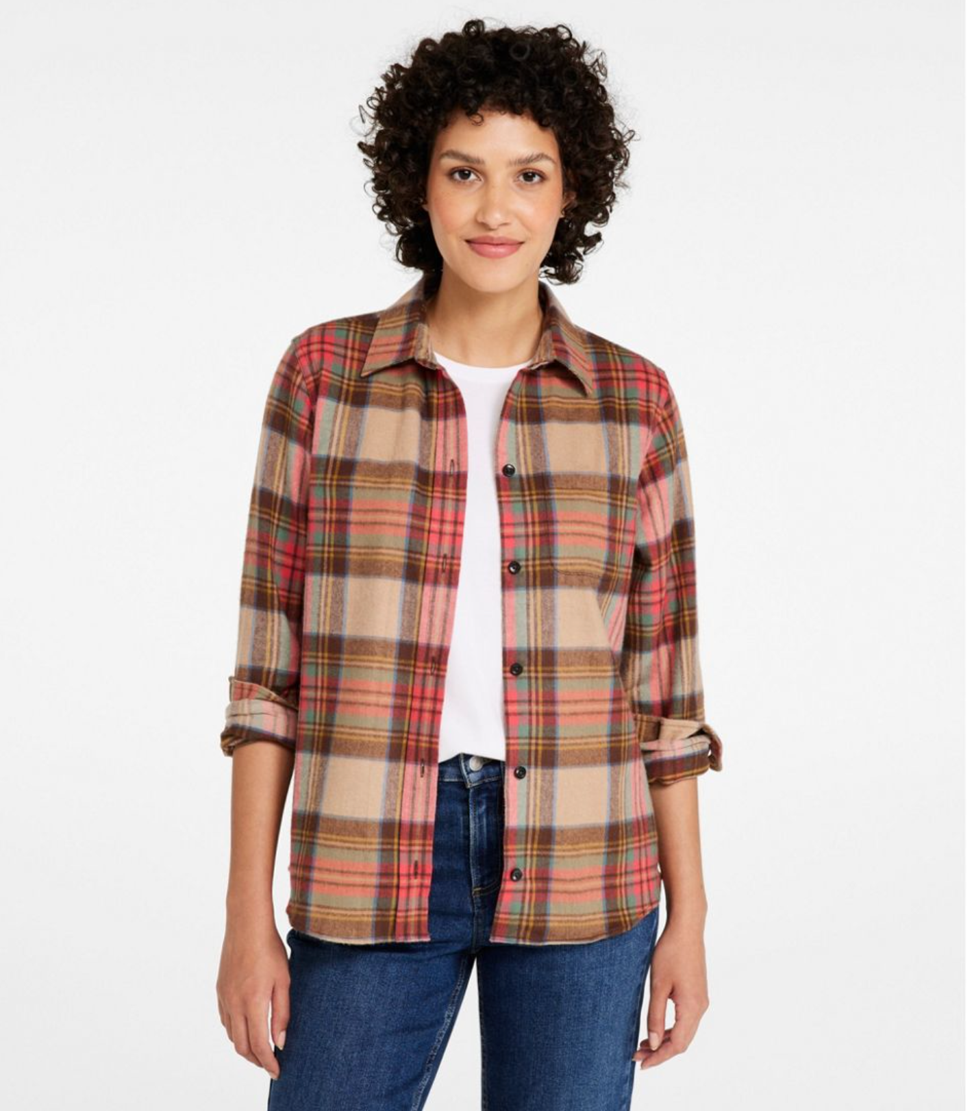 LL Bean Women's Scotch Plaid Flannel Shirt, Relaxed