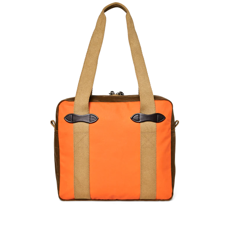 Filson Tin Cloth Zipper Tote Bag Dark Tan/Flame