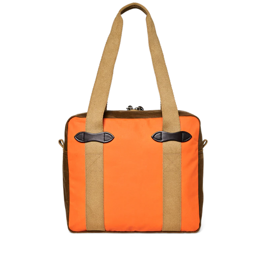 Filson Tin Cloth Zipper Tote Bag Dark Tan/Flame